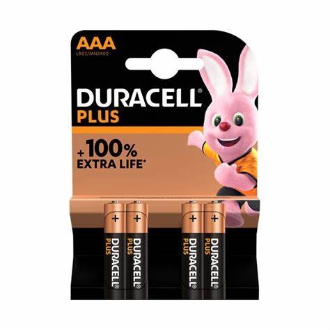 DURACELL PLUS ALKALINE 100% AAA 4 PACK (LR03) (33240)